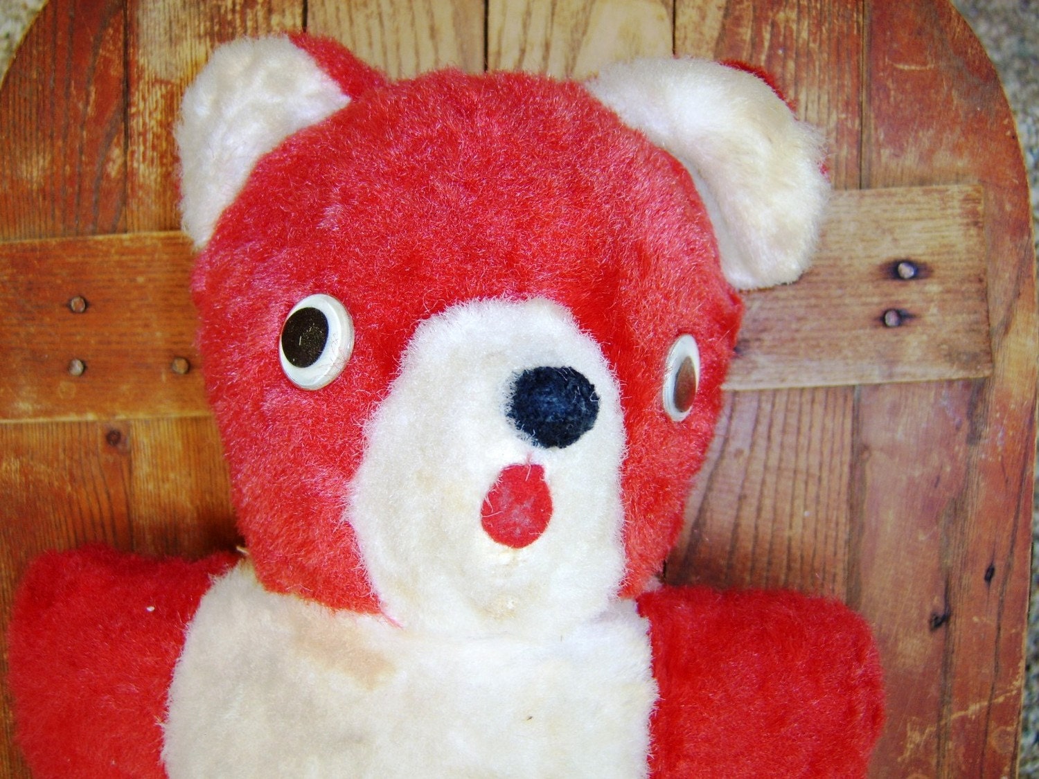 Vintage Sawdust Filled Red Teddy Bear