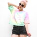 80s Tshirt - Tie Dye T Shirt - Cropped T-shirt - Neon Top - Oversized Tee - Summer Fashion - 1980s Shirt - S M L 2 4 6 8 10