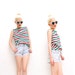 60s Tank Top - Vintage Striped Tank - Boat Neck Top - Horizontal Stripes - 1960s Sleeveless Top - Mad Men - S M 2 4 6 8
