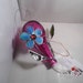 Purple w/ blue flower humming bird feeder
