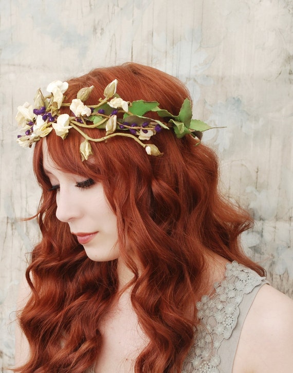 Ophelia cream medieval floral crown Last one