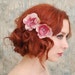 Flower bobby pins, pink floral clip set, bridal hair pins, bridesmaid hair accessories - First blush