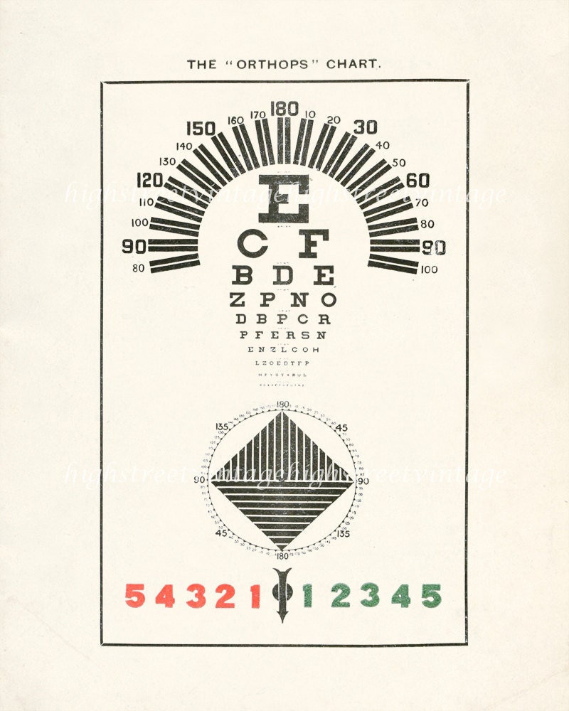 Eye Chart Poster Art Orthops Eye Chart by HighStreetVintage