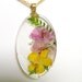 Pressed Flower Pendant ,Flower Garden, Oval, Clear, Real Flowers Resin (589) SALE