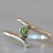 Sterling peridot ring. Elegant silver ring with faceted green peridot. August birthstone. Size 7.