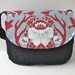 SALE Hobo bag with Flap in Antler Damask in Sky Blue and Red on Denim - ready to ship (reg 48)