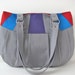 SALE Pleated Canvas Purse in Colorblock Grey, Purple, Blue and Red - ready to ship (reg 56)