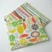 Zippered Snack Bag and Sandwich bag set of 2 in citrus fruit and ripple stripe in ivory - MADE TO ORDER