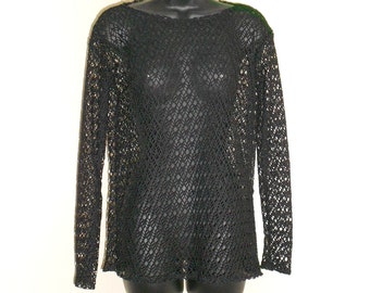Tribal Fusion Bellydance Black Mesh Shirt Large