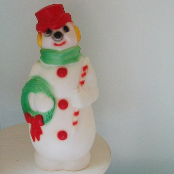 vintage 1968 empire plastic corp blow mold snowman by sosovintage