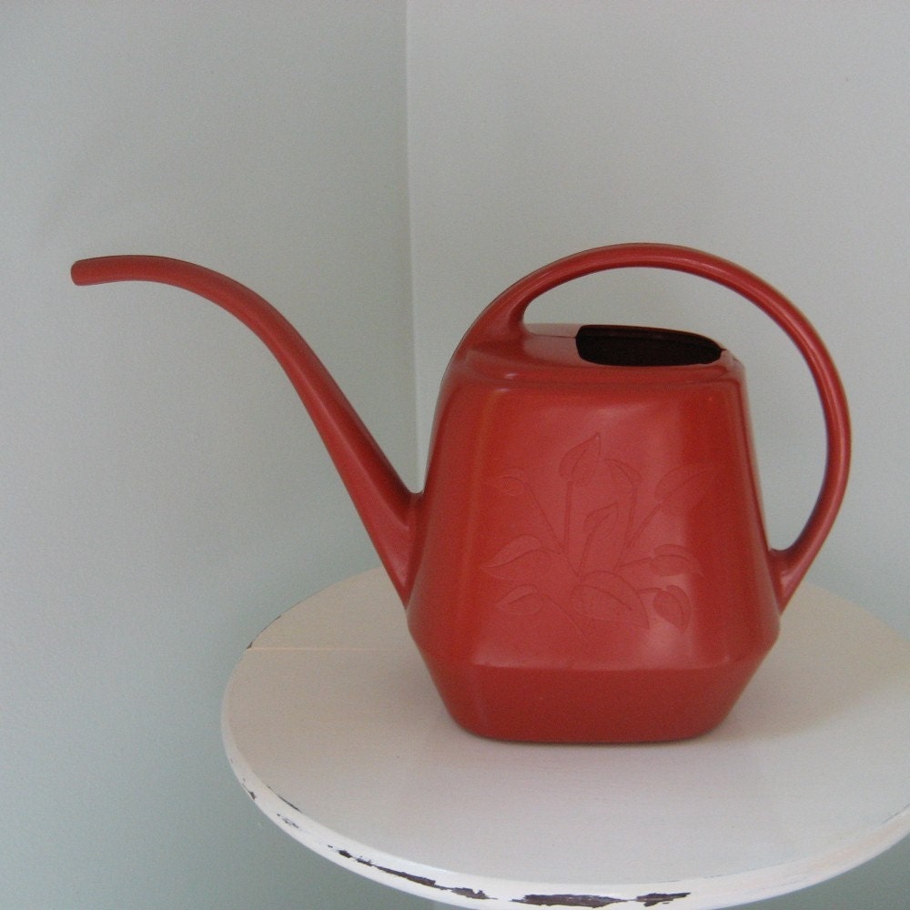 vintage watering can phillips 66 garden scene by sosovintage