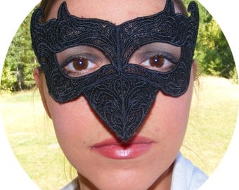 Steampunk black lace raven mask