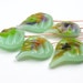 Lampwork glass head pins - Soft Mint Leaves - leaf headpin