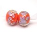 RESERVED for Jen - lampwork beads - Purple on Orange - tangerine, violet, silver wire, loose glass beads