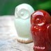 ceramic Owl home decor in firebrick red handmade pottery