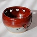 Valentine day yarn bowl hand made knitting dish in garnet and gray with hearts