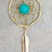 Dream catcher necklace with in Gold with Turquoise