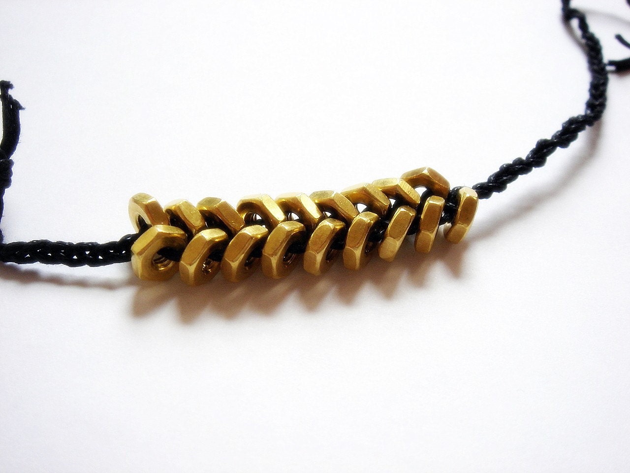Braided Brass Hex Nut Bracelet ONLY ONE LEFT