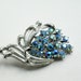Vintage Brooch Rhinestones Blue Aurora Borealis Floral Jewelry