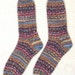 Ladies Hand Knit Socks - Women Medium - Multi Blue Pink Yellow White- Warm OPAL Superwash Wool