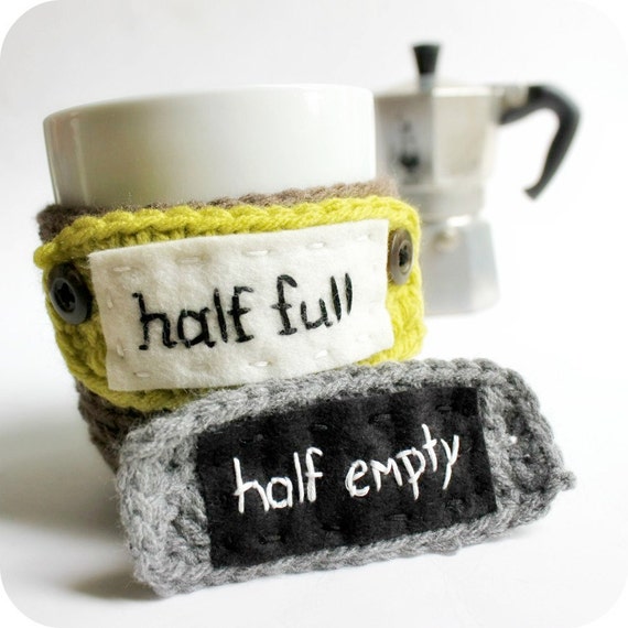 Items similar to Mood Coffee Mug Cozy Tea Cup Half Empty Half Full