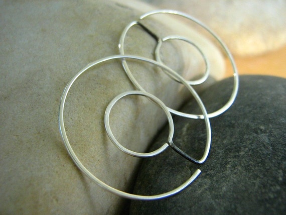 Items similar to INFINITY Double HOOPS - Round- sterling silver ...