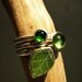 Adorable Green - Stack rings set - Green Tourmaline, Peridot and Vintage Jade Leaf - Ready to ship