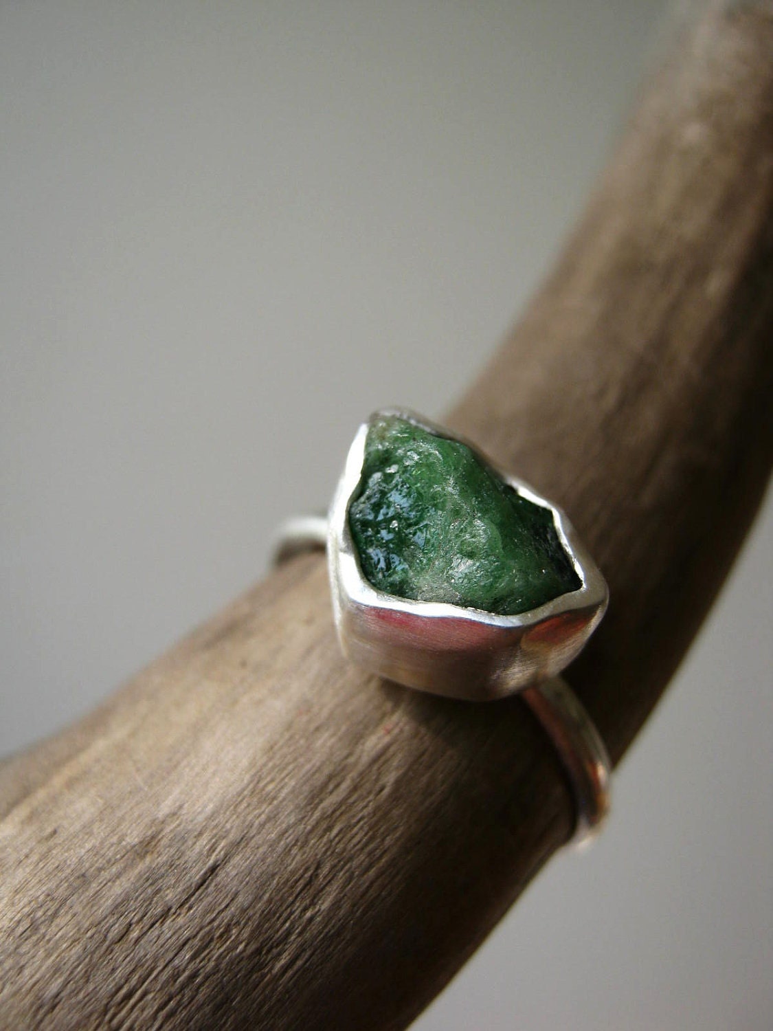 Rough / Raw Emerald Ring in Sterling and Pure Silver