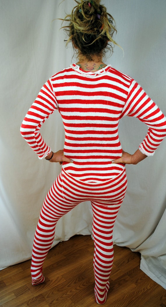 Holiday Jammies Striped Terry Cloth PJs Onesies with Butt
