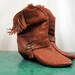 Vintage Leather Craft Fringe Boots - Womens Size 7 1/2 M