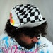 Vintage Neon Checkerboard Skateboard Hat