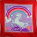 Vintage 80s Unicorn Rainbow Hankerchief Scarf