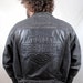 Vintage 1990s Harley Davidson Black Denim Motorcycle Jacket Coat