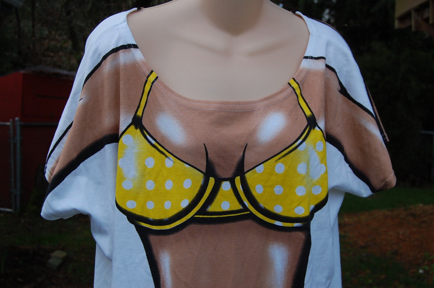 Bikini Print Oversized Shirt Beach CoverUp