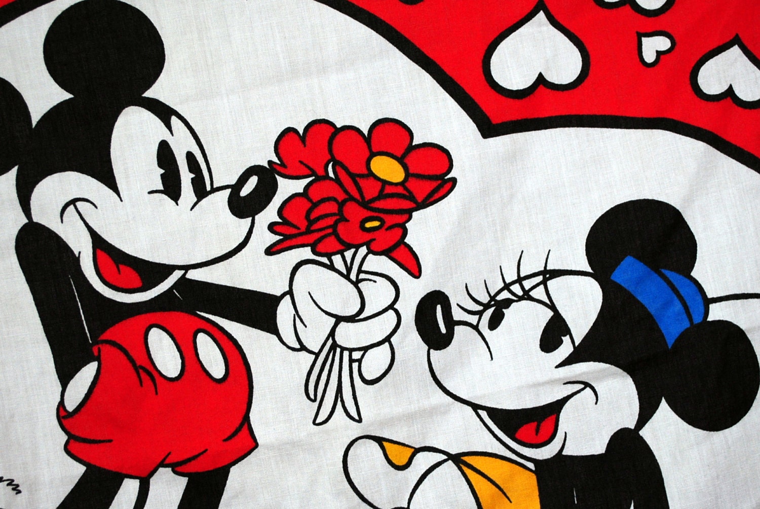 Vintage 80s Mickey And Minnie Mouse Love Bandana.