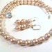 Bridal Necklace and Earrings Set Almond Pearls Rhinestones, Latte