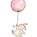 Children Art Print. Bunny Balloon. PRINT 8X10. Nursery Art Home Decor