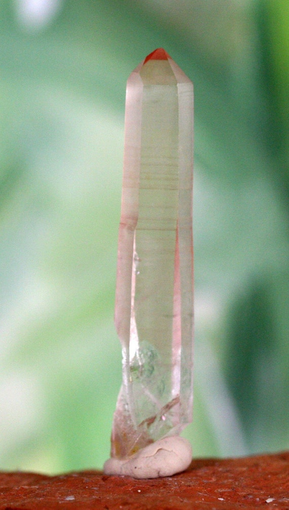 Pink Lemurian Seed Crystal Quartz Point from Brazil