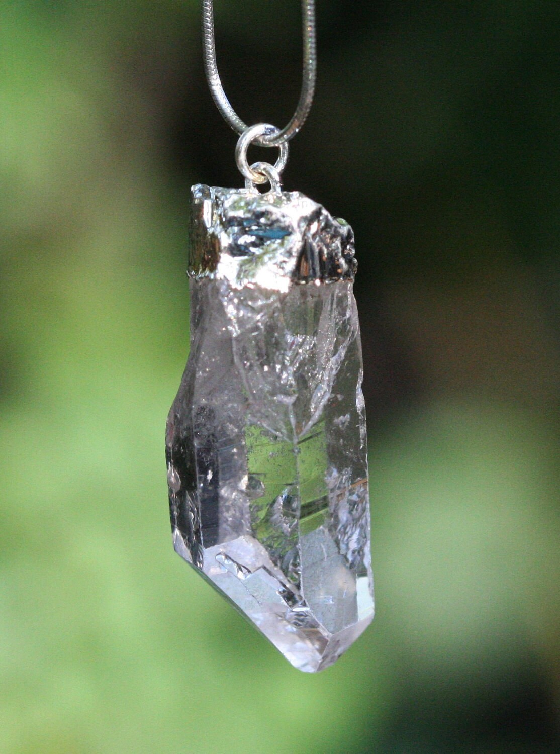 Crystal Pendant Raw Point Clear Quartz Pretty Larger Piece