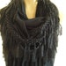 La Boheme..All black... laced and fringed Necklace/Infinity scarf. Love story.