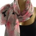Mille Fleurs....black, white and Pinks.....Parisian Neck Tissu..Sheer scarf