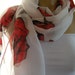 Roses for you my Love Big Bold Red Roses on Crisp White Long Chiffon scarf.-Parisian Neck Tissu