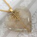 Heart of Gold-Pressed Skeleton Leaf Glass Heart Pendant-Symbolizes Peace, Tranquility, Serenity