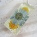 Summer Days-White Clouds and Blue Skies-Crazy Daisies Pressed Flower Glass Pendant-Summer White and Blue