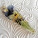 Pansy Pressed Flower Triangle Resin Transparent Pendant with Wispy Grasses, Queen Anne's Lace and Purple Alyssum-Symbolizes Loyalty, Peace