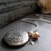 Round Silver Locket, Antique Silver Necklace, Vintage Long Locket Necklace, Celtic Pearl Necklace - STARLIGHT