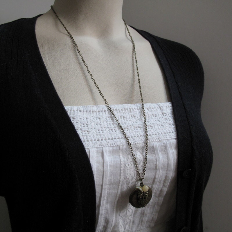 Owl Necklace Locket Antique Gold Locket Owl Vintage Inspired