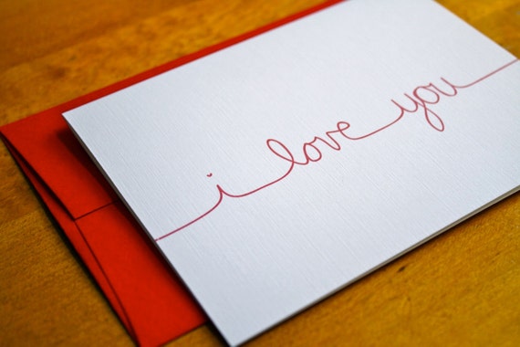 items similar to i love you cursive card on etsy