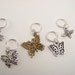 Butterfly Knitting Stitch Markers, Set of 5 Charms, 3 Butterflies, Dragonfly, Bee