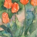 impressionism small Original watercolor painting abstract tulip flowers garden landscape floral 5 x 7